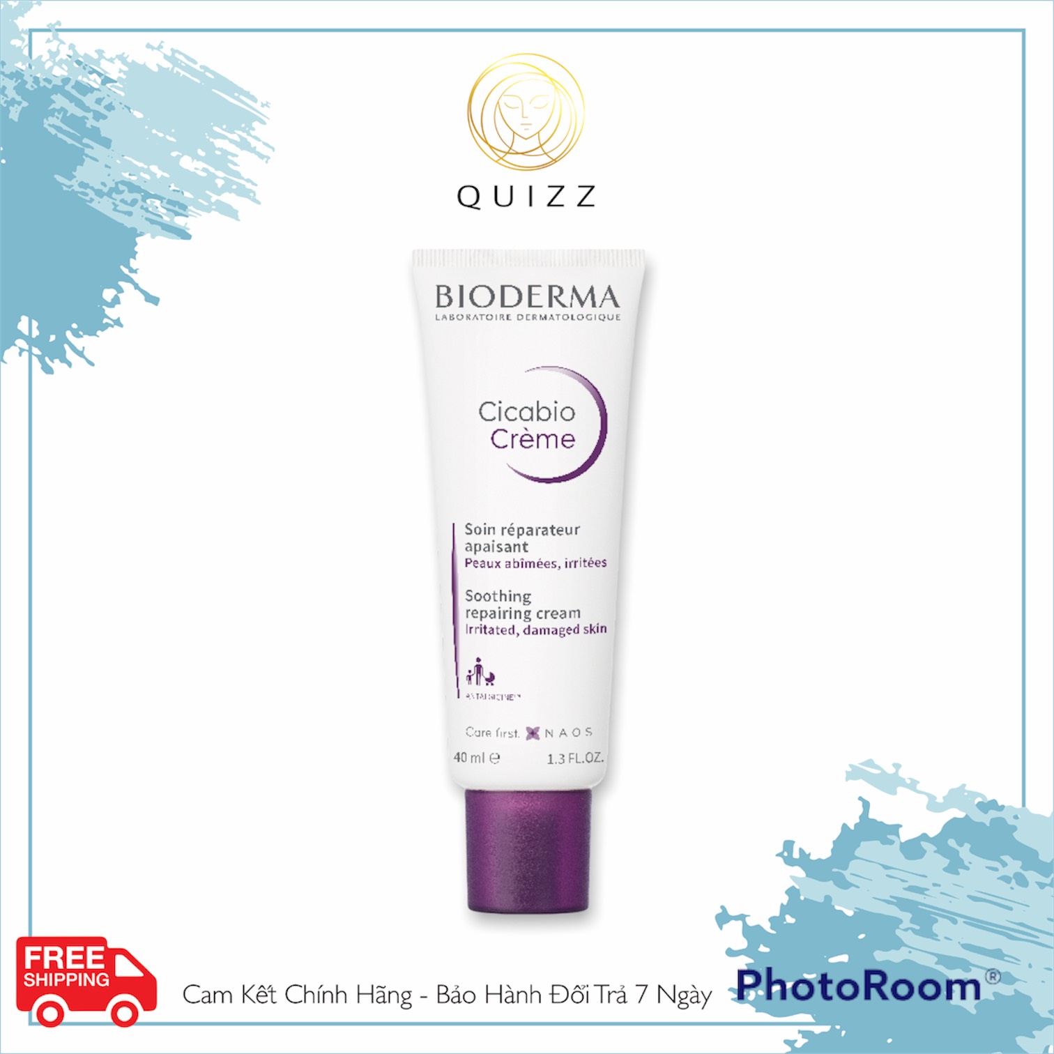 Kem dưỡng phục hồi Bioderma Tím Cicabio Cream 40ml_Quizz Cosmetics