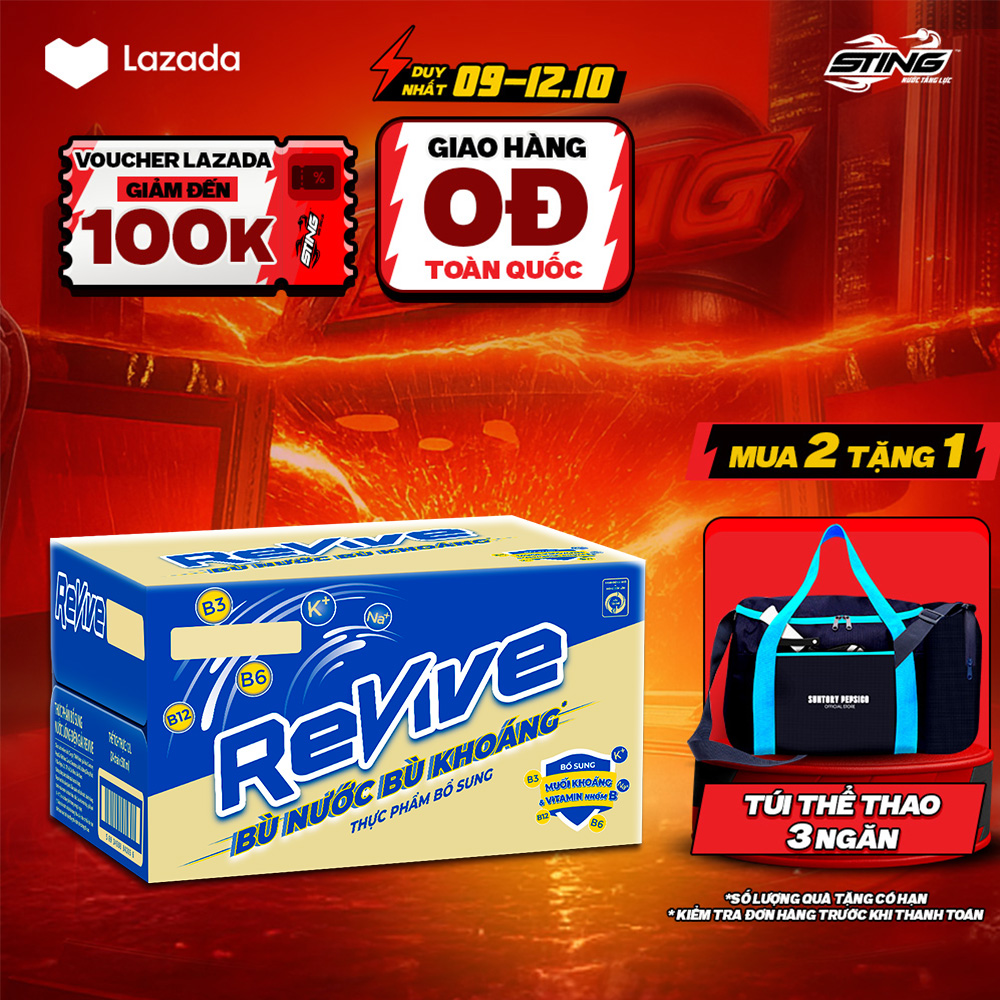 [SALE 10.10-VC ĐẾN 12%] Thùng 24 Chai Nước Điện Giải Thể Thao Revive (500ml/chai)
