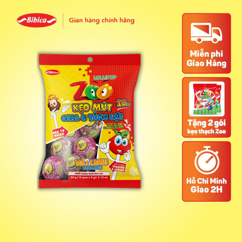 Kẹo mút zoo cola - tăng lực bibica 90g