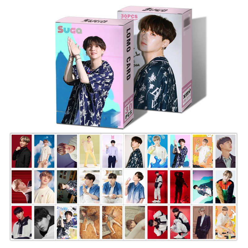 Lomo Suga BTS hộp 30 thẻ ảnh thành viên Suga
