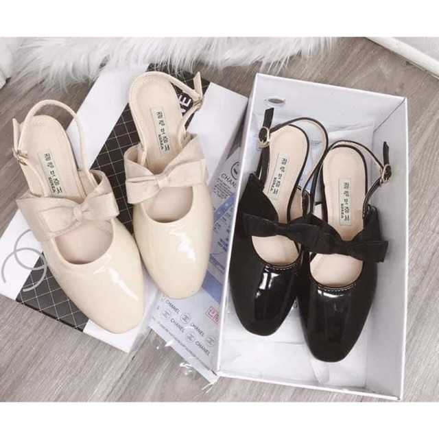 Giày búp bê da bóng nơ thắt cute l giày nữ tiểu thư l giày nữ siêu xinh