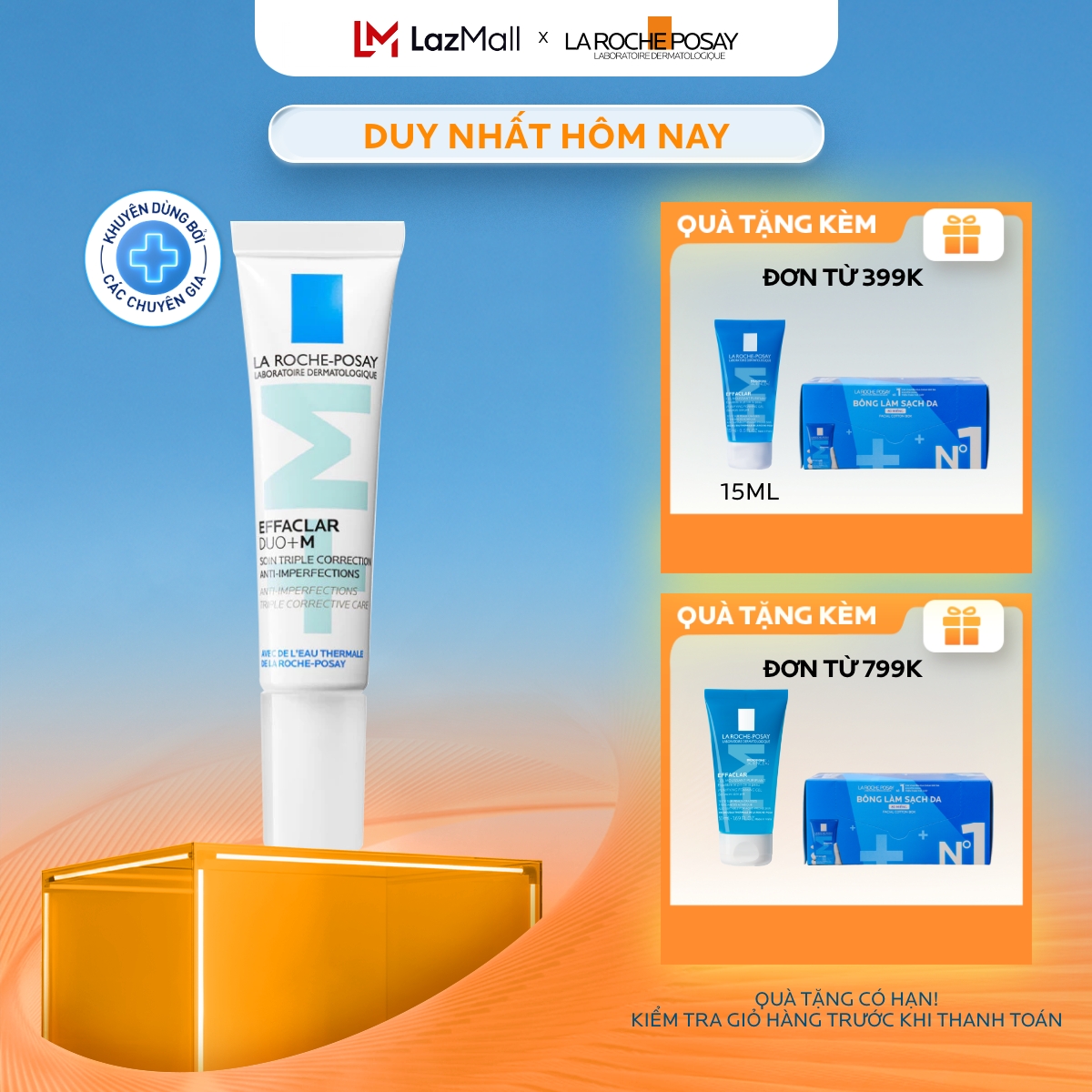 Kem dưỡng giảm mụn nhanh 8 giờ La Roche-Posay Effaclar Duo+ M 15ml