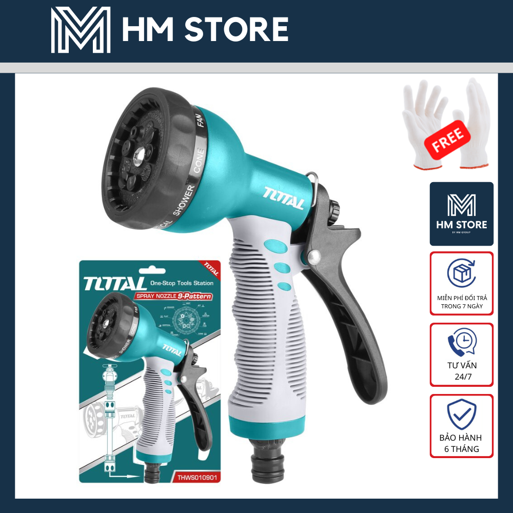Vòi xịt tưới cây 8 tia đa năng total - thws010901 - thân nhựa abs chịu lực tốt