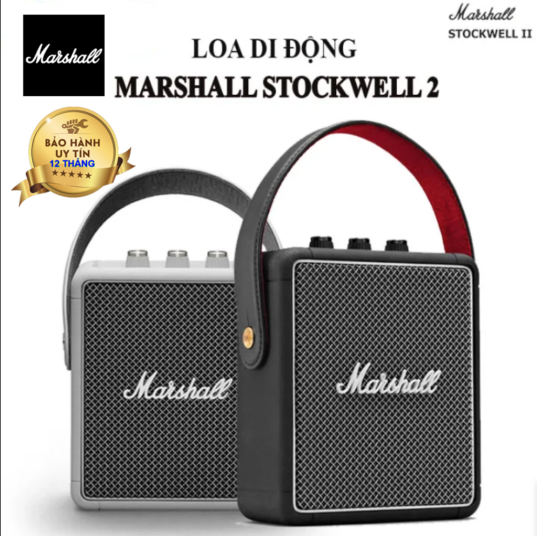 Loa bluetooth mini marshall stockwell 2 - loa marshall stockwell ii chính hãng, loa di động bass cực mạnh, pin sử dụng 20h, loa hỗ trợ sạc nhanh rất tiện lợi. bảo hành 12 tháng