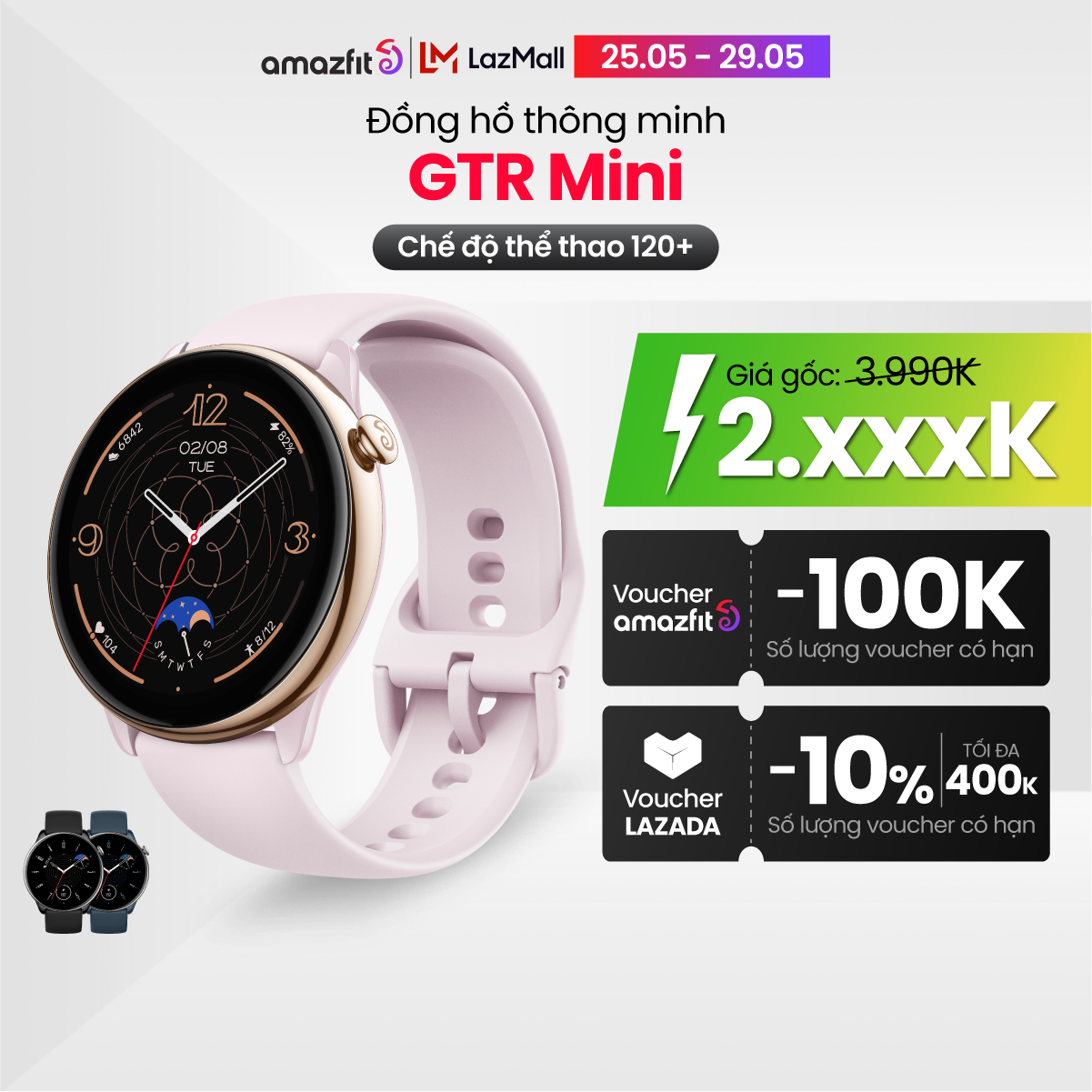 Đồng hồ thông minh Amazfit GTR Mini - Thép không gỉ | Thiết kế nhỏ gọn - Hàng Chính Hãng - Bảo hành 12 tháng