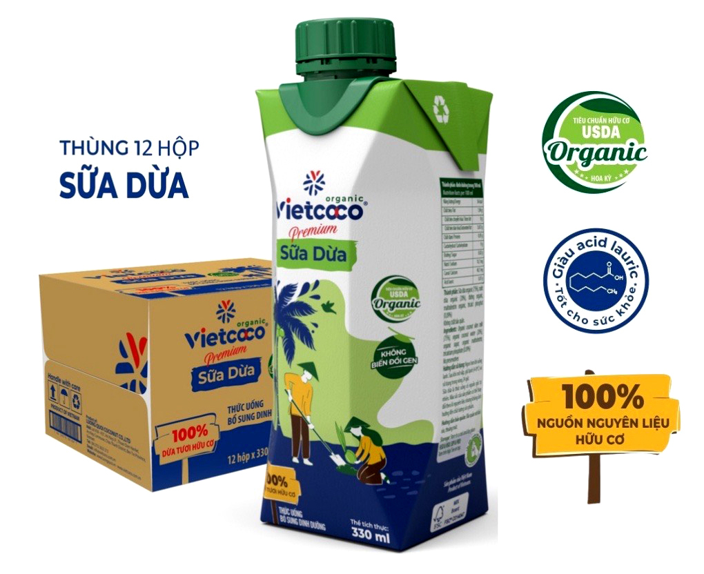 1 thùng 12 hộp.- sữa dừa vietcoco 330ml/hộp