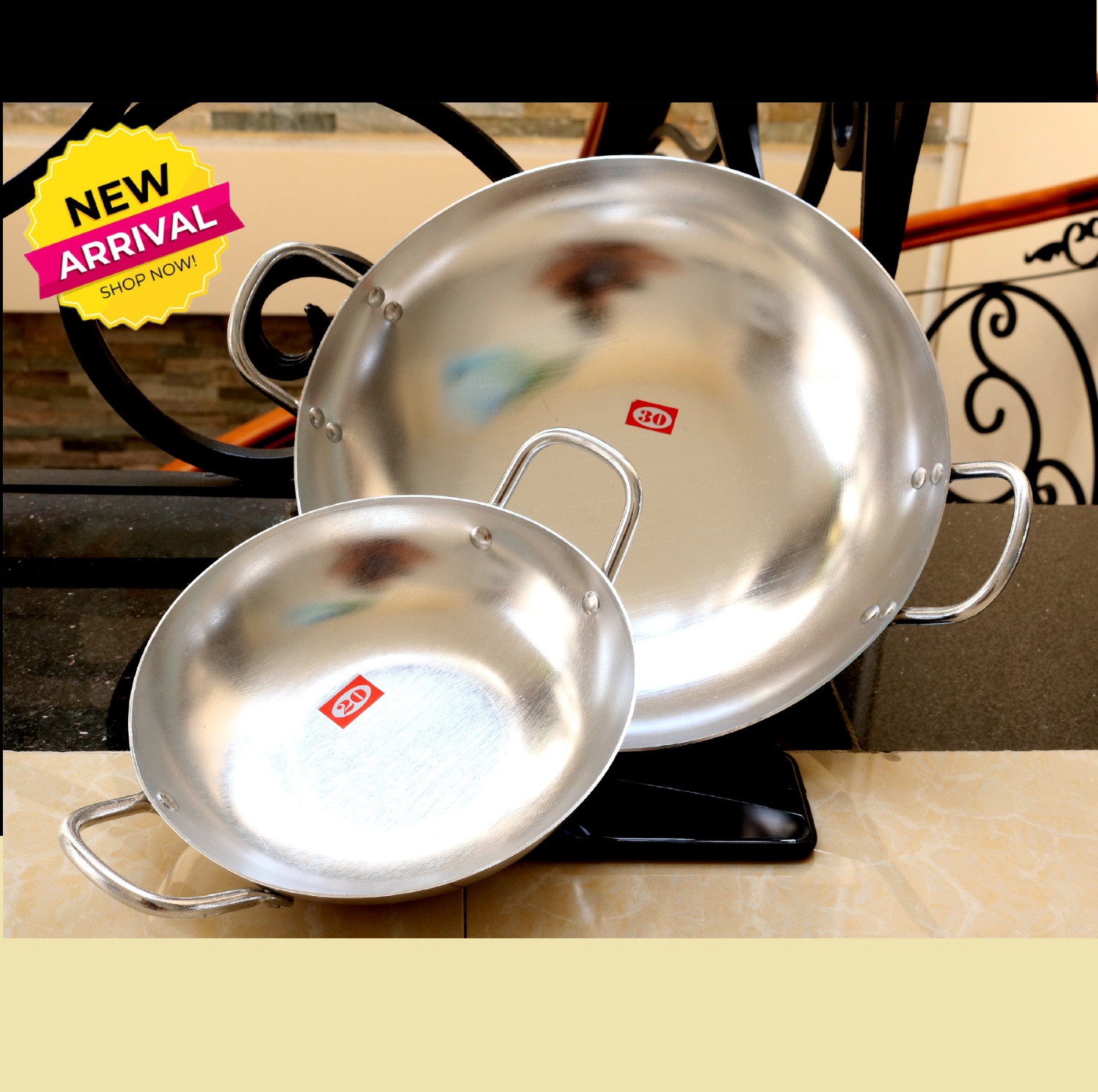 Bộ 2 Chảo Nhôm Bầu, Bộ 2 Chảo Chiên Ốp La và Chảo Chiên Xào Loại Tốt 20cm và 30cm