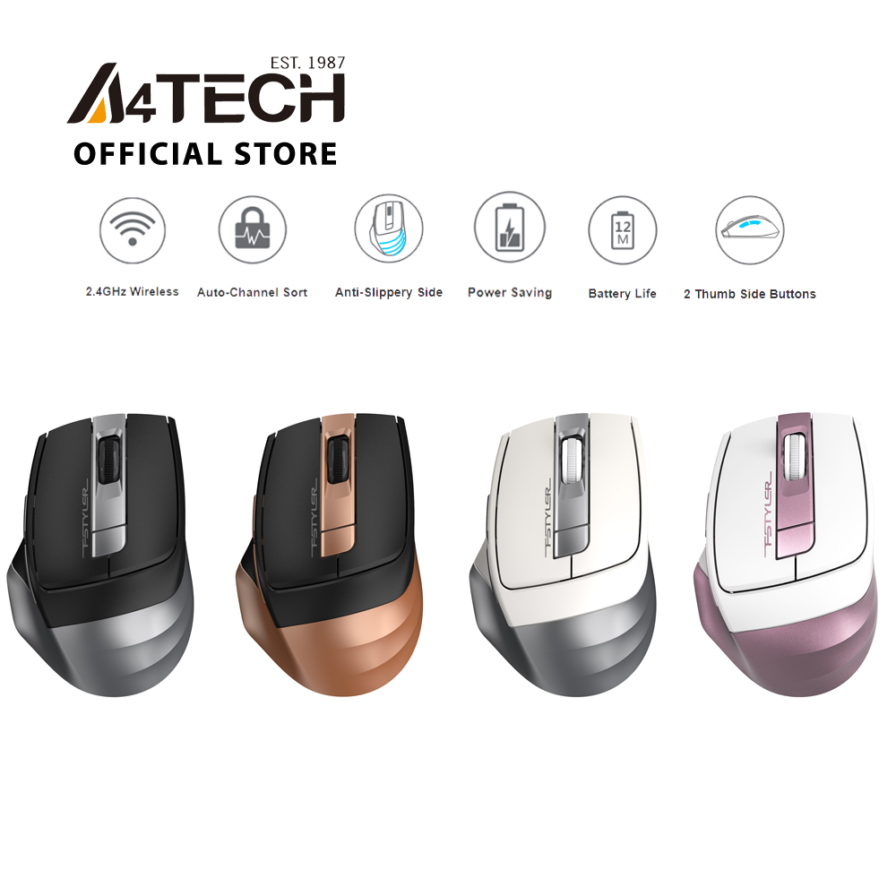 Chuột không dây A4Tech FStyler FG35 Optical Wireless 2.4GHz 2000 DPI - Hàng chính hãng, tùy chỉnh điện năng tiết kiệm pin