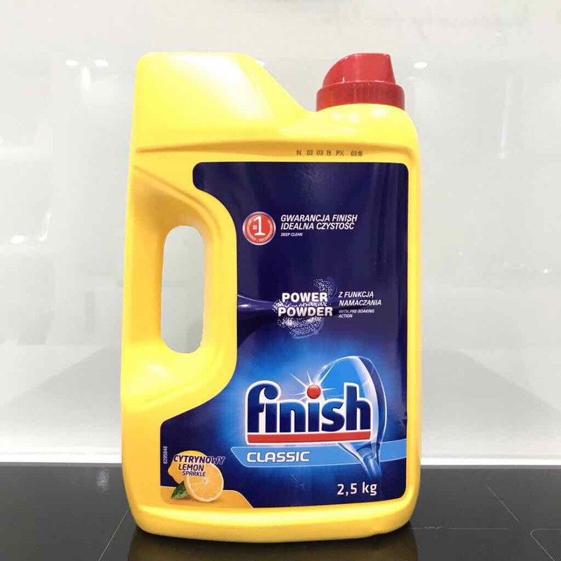 Bột rửa chén dành cho máy rửa chén Finish Classic Powder Hương chanh hộp 2.5kg của Đức