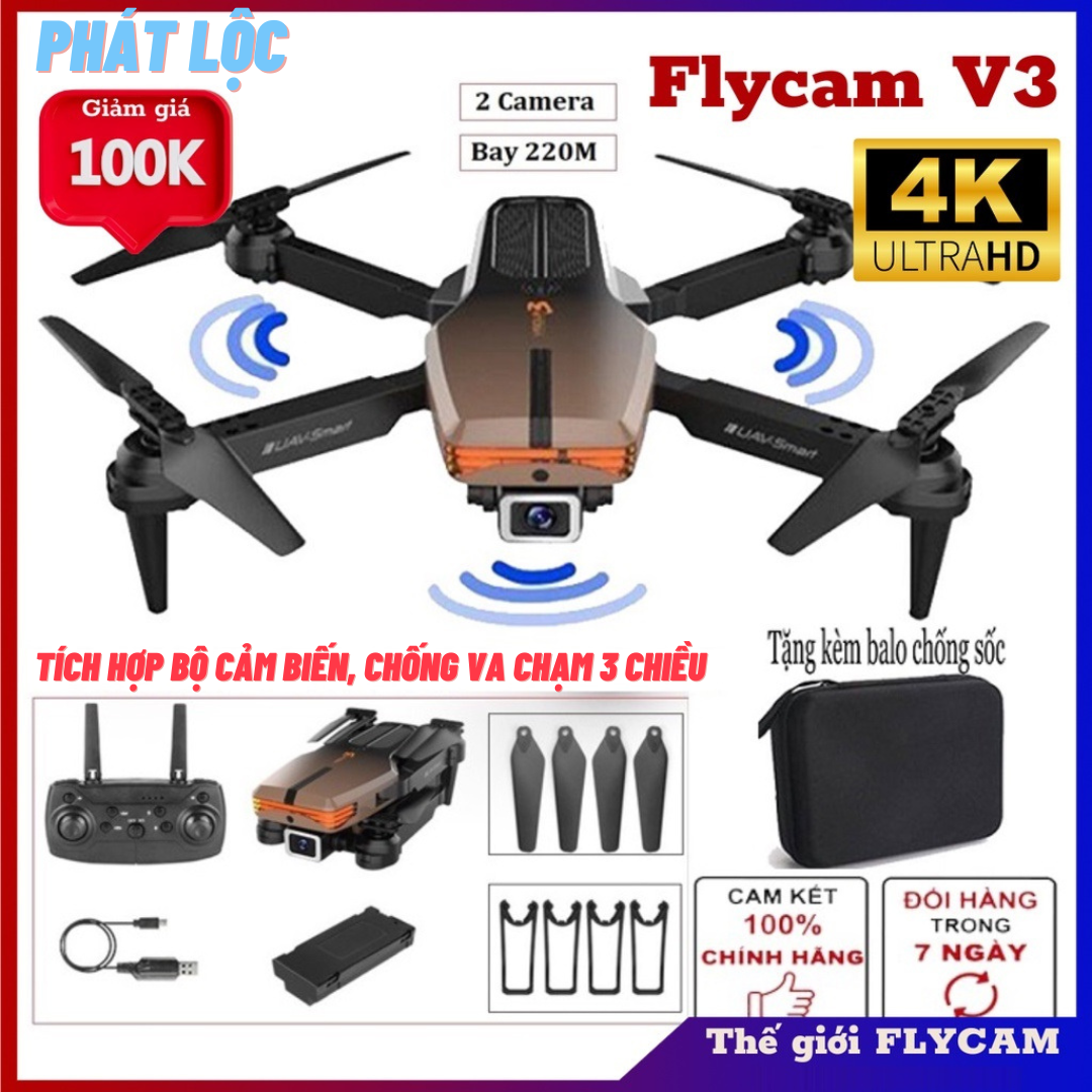 Máy bay flycam mvic mini v3 pro, drone camera 4k, máy bay điều khiển từ xa 4 cánh truyền ảnh trực tiếp về điện thoại, bay ổn định, chống rung quang học, pin siêu trâu, chất hơn play camera q12, xt6, e58, e88