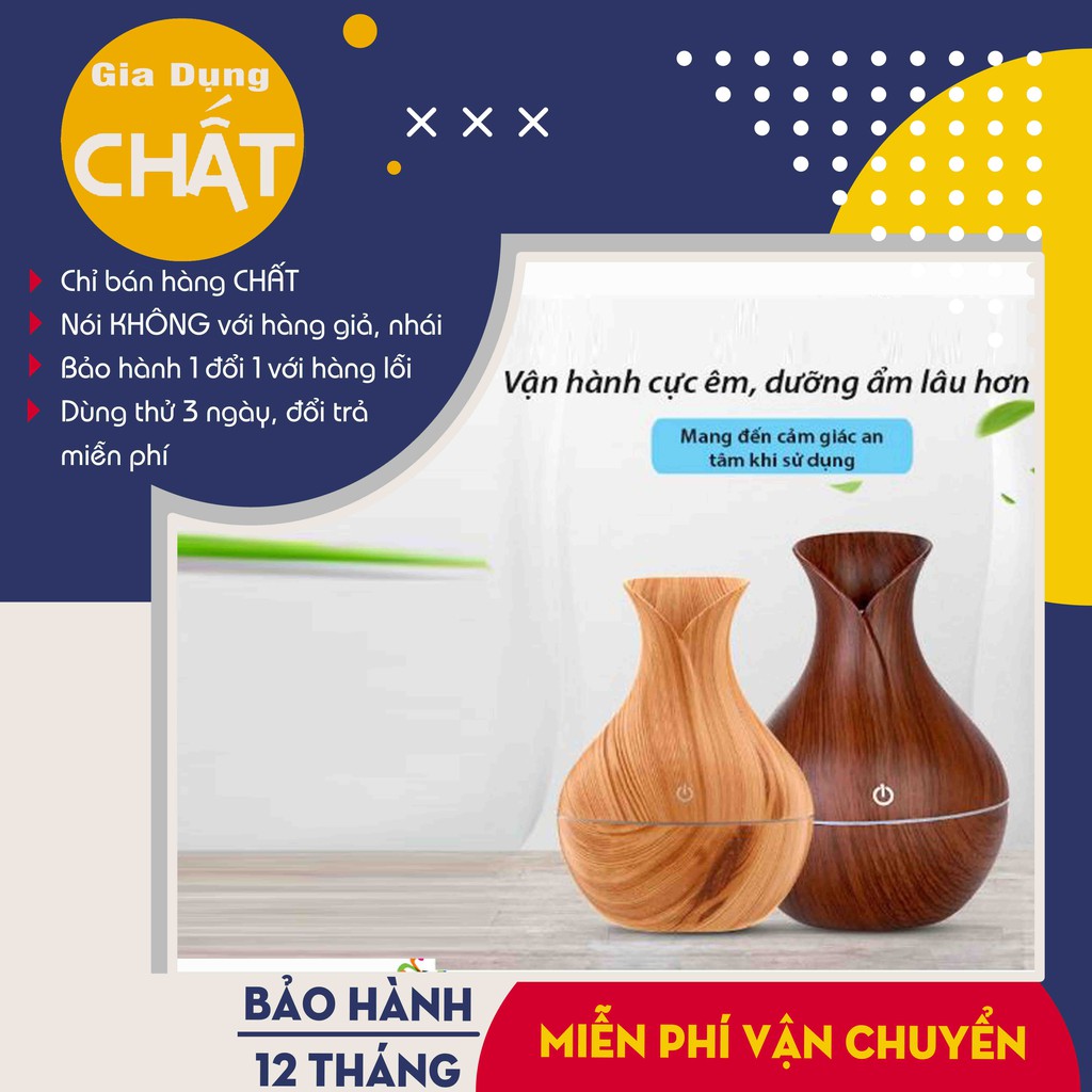 Đèn xông tinh dầu vân gỗ cao cấp
