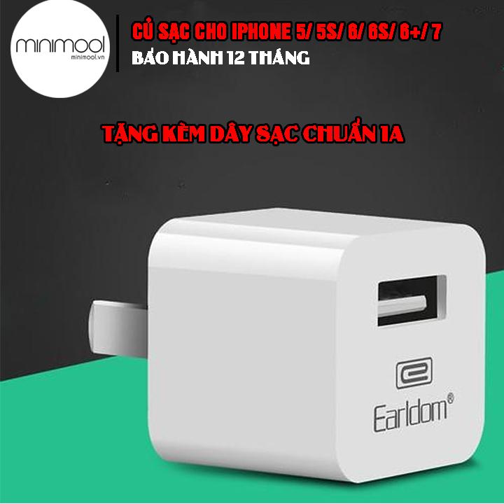 Củ sạc cốc sạc 1a thương hiệu earldom es-170l iphone, samsung, xiaomi, oppo - dòng điện chuẩn 5v-1a, tránh chai pin - bảo hành 1 đổi 1 trong 12 tháng