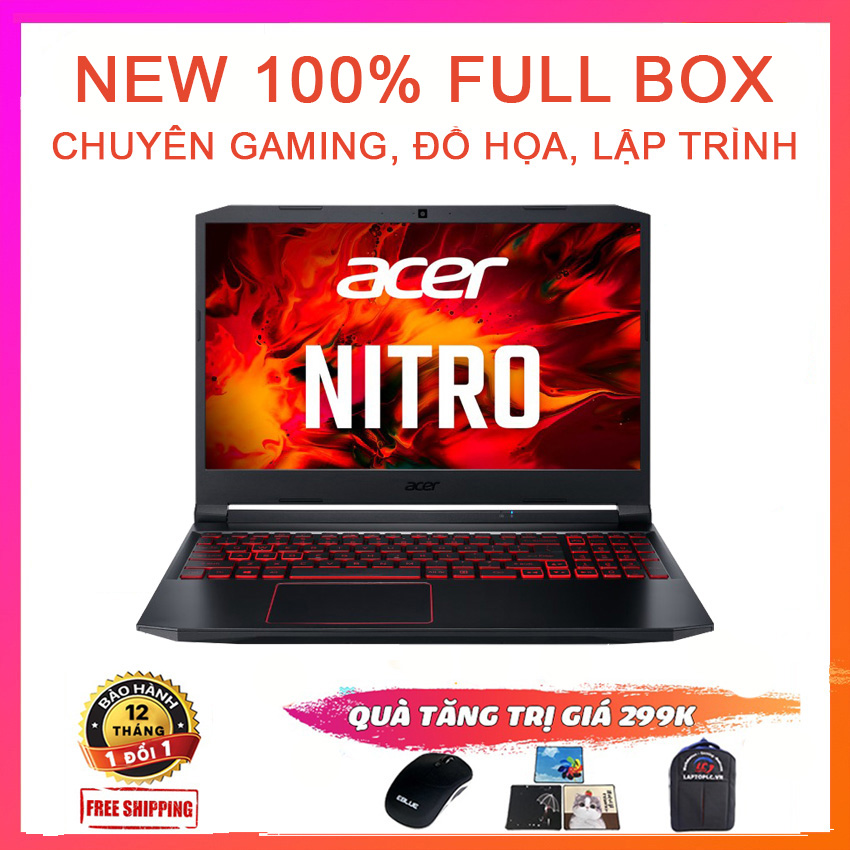 [Trả góp 0%](NEW 100% FULL BOX) Laptop Gaming Cao Cấp Acer Nitro 5, i5-10300H, RAM 8G, SSD NVMe 256G, VGA Nvidia GTX 1650-4G, Laptop Chơi Game, Laptop Dell