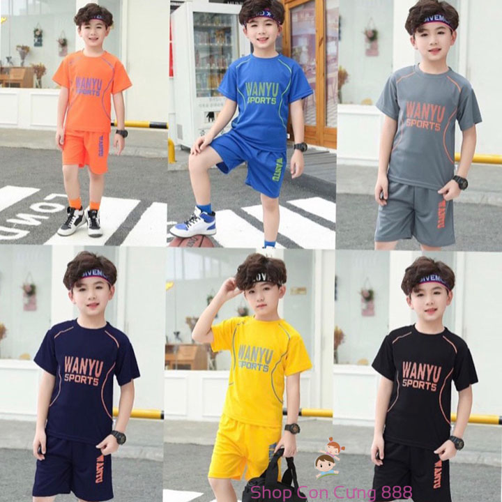 Set bộ quần áo thể thao cho bé trai 18-50KG mẫu WANYU,phong cách cá tính