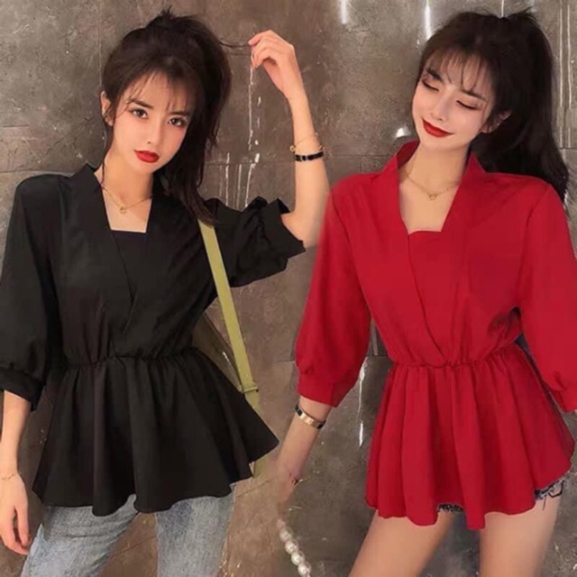 Áo Peplum Nơ Eo #Bigsize 55-85Kg (3 Size: L/Xl/Xxl)