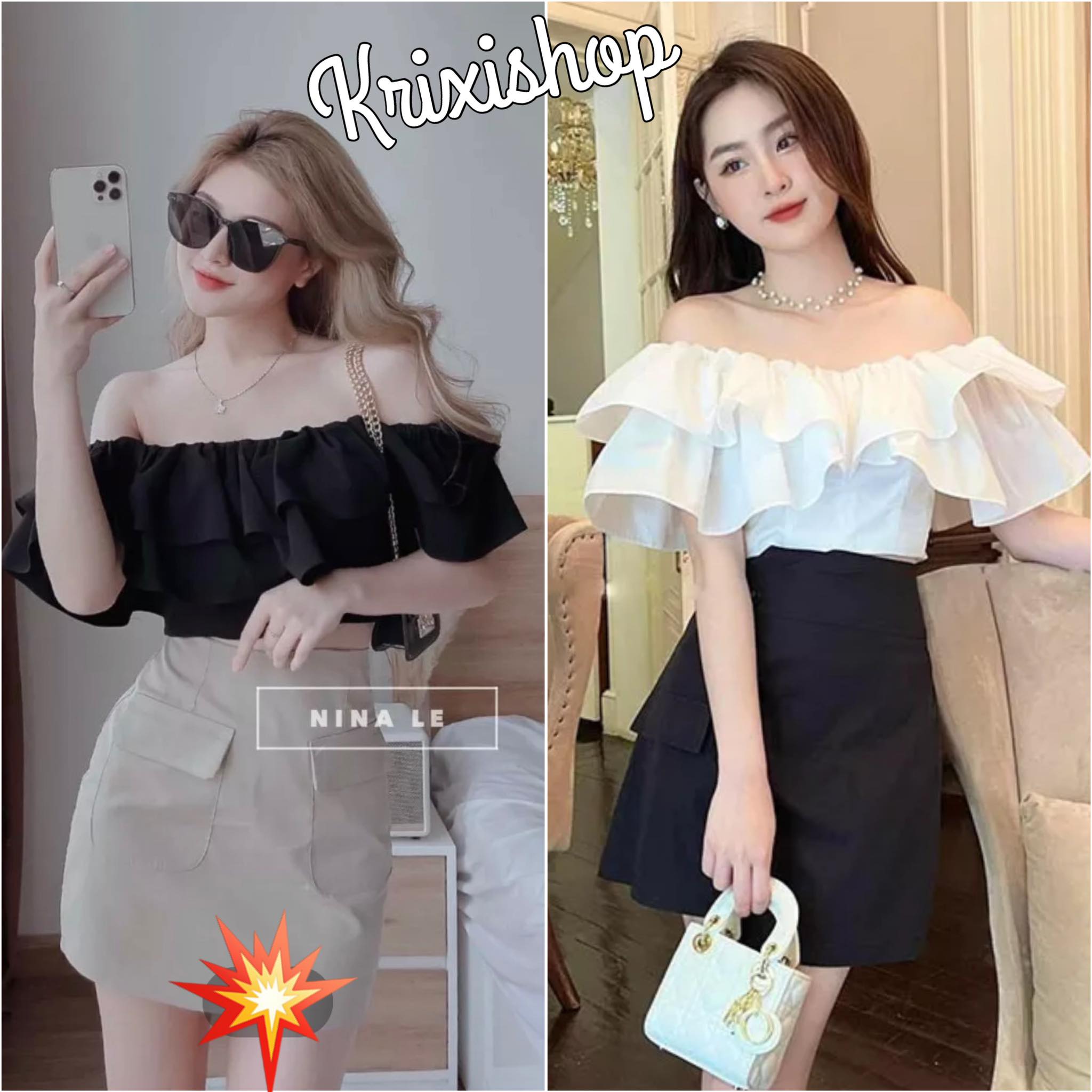 ÁO CROTOP NỮ LỬNG TRÊ VAI NHÚN BÈO TAY NGẮN QUYẾN RŨ CUỐN HÚT TIỂU THƯ CHẤT VẢI MỀM MẠI CÓ 5 MÀU