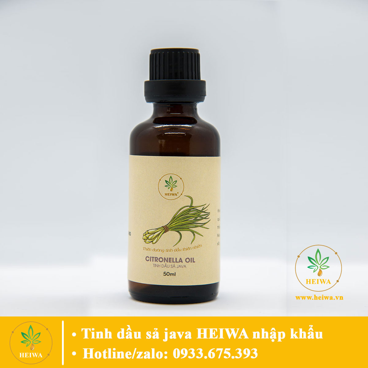 [CHAI LỚN]Tinh dầu xông phòng Sả Java 50ML thương hiệu HEIWA nhập khẩu Ấn Độ đuổi muỗi, xông phòng đầy đủ kiểm định