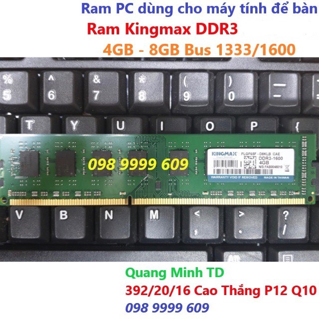 Ram PC DDR3 8GB 4GB Bus 1333/ 1600