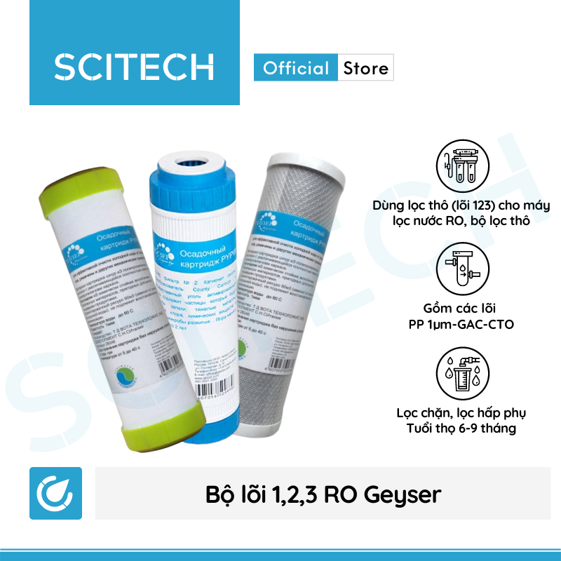 Bộ lõi số 123 máy lọc nước RO Geyser - Dùng cho tất cả máy lọc nước RO