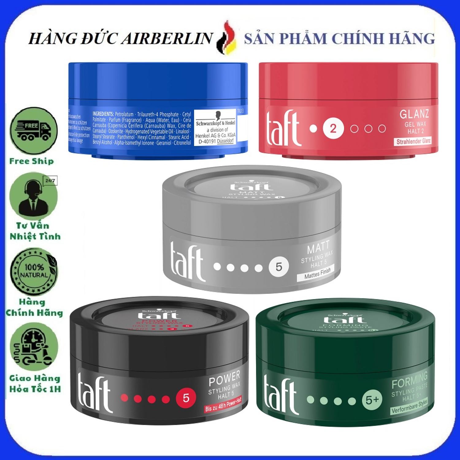 Sáp vuốt tóc Taft 75ml,tạo kiểu tóc đầy nam tính