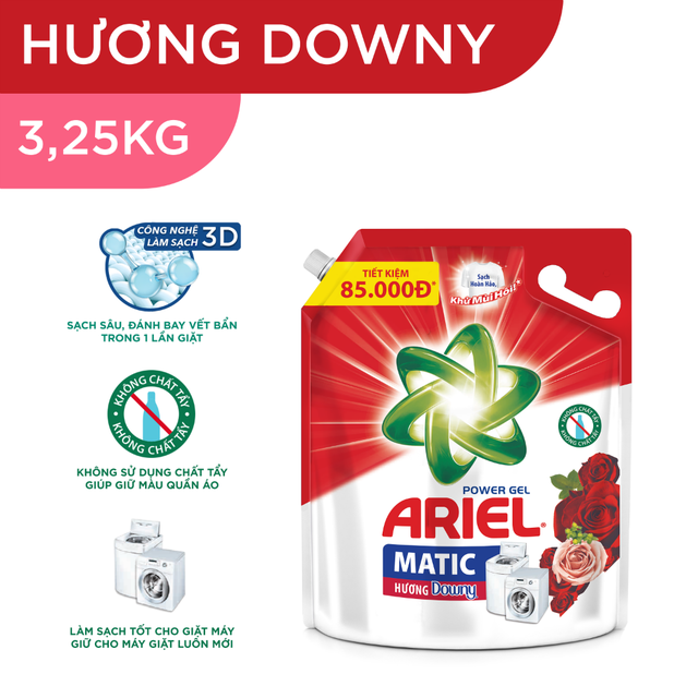 Nước Giặt Ariel Matic túi 3,25kg Mầu Đỏ