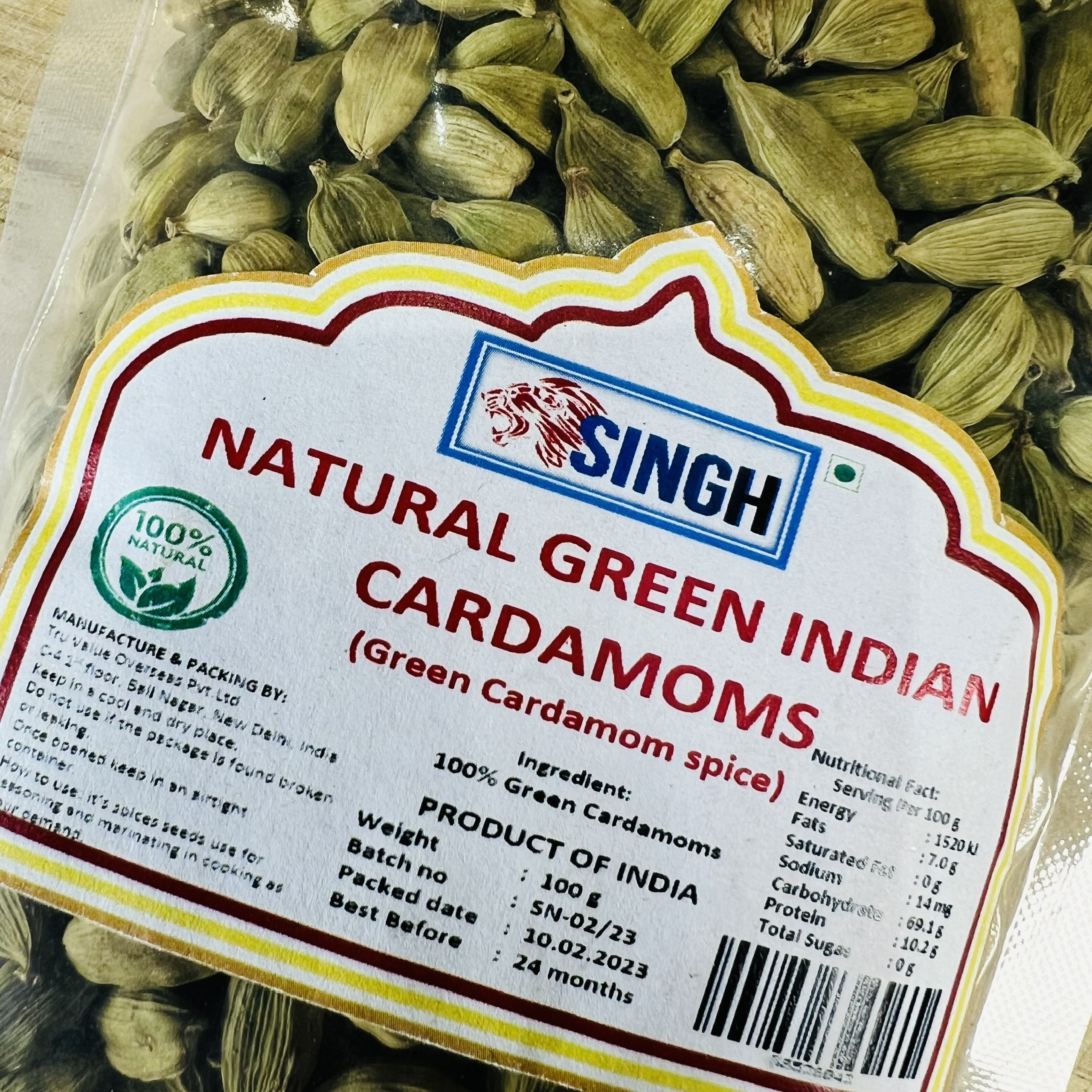 Thảo quả xanh/ Hạt bạch đậu khấu Ấn Độ Green Cardamom SINGH/ PG 100gr