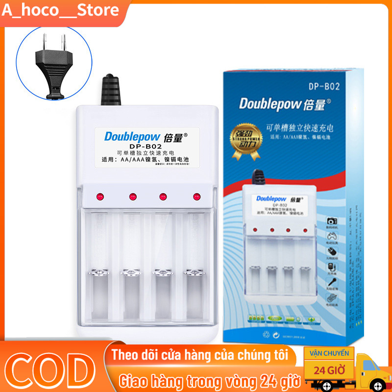 Bộ sạc pin AA/AAA DB02, Pin AA 1200mah Doublepow (hàng chính hãng) Pin Sạc Micro Không Dây - Pin Đồ Chơi Điện Tử - Pin Tiểu Sạc Dung Lượng Cao - Pin Micro Loa Kẹo Kéo - Pin Chuột Không Dây