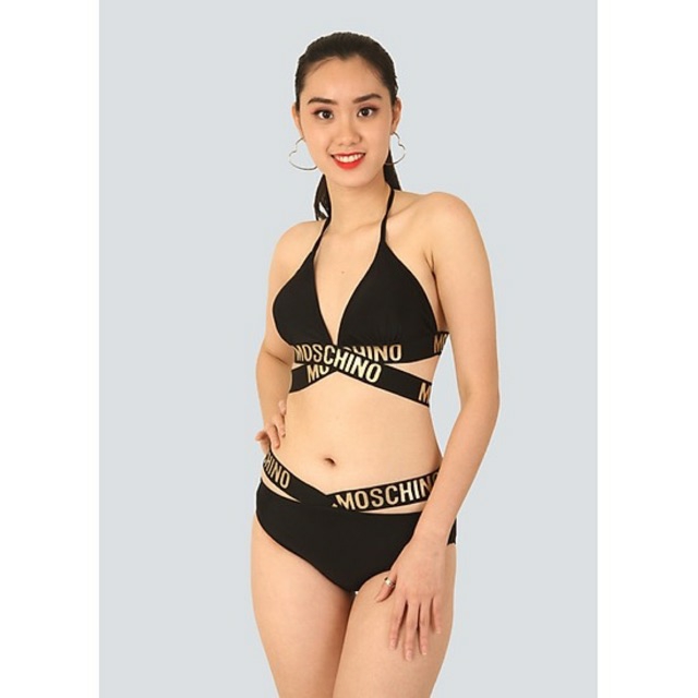 [HCM]Bikini 2 mảnh phối thun Moschino (màu đen) Eva shop