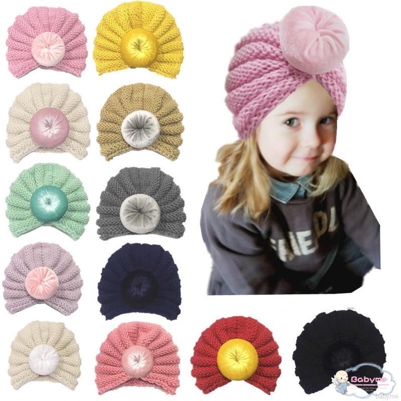 Mũ turban dễ thương cục tròn cho bé gái(0-10 tháng)