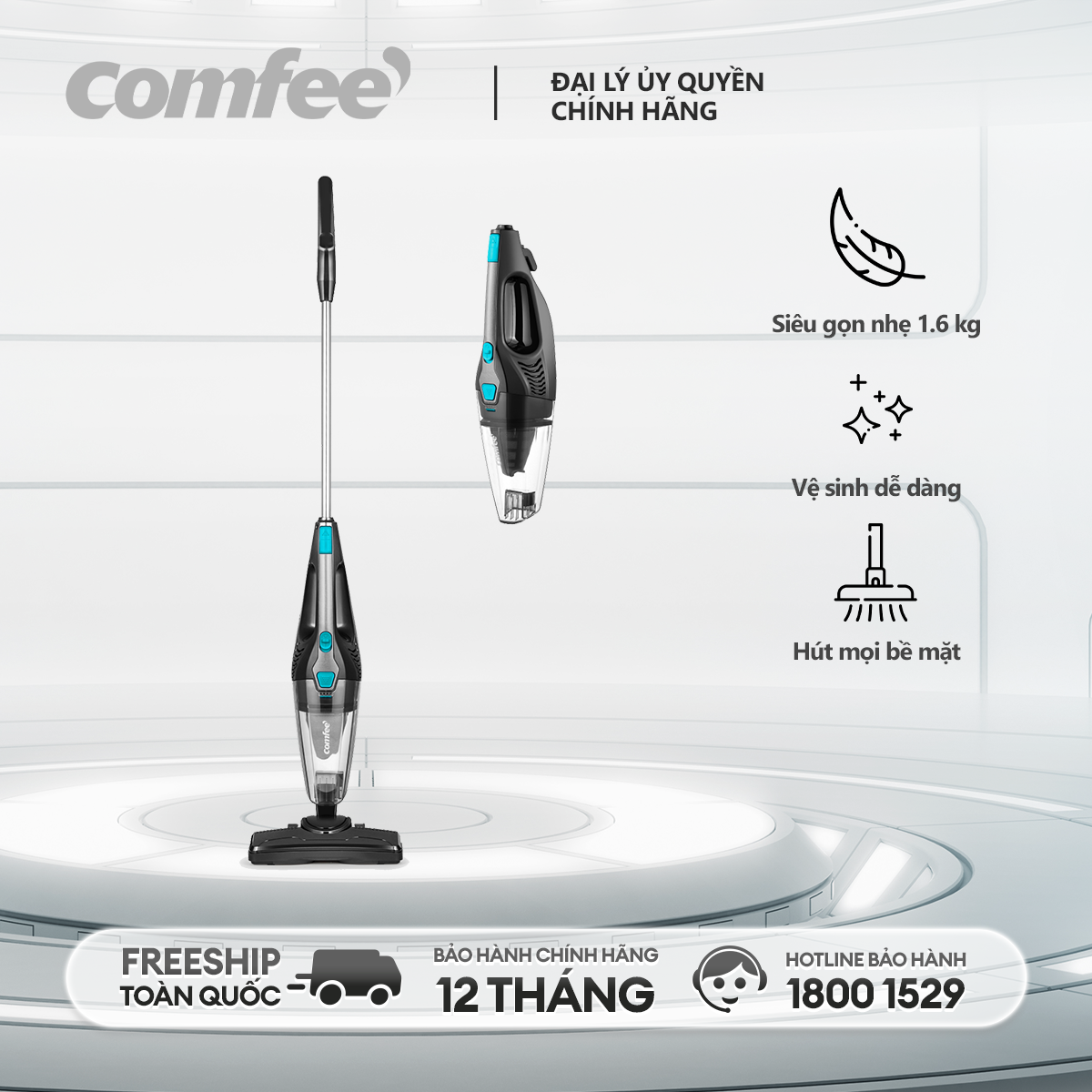 Máy hút bụi cầm tay đa năng Comfee CVC-SBLA1(B) - Công suất 400W - Hàng chính hãng bảo hành 12 tháng