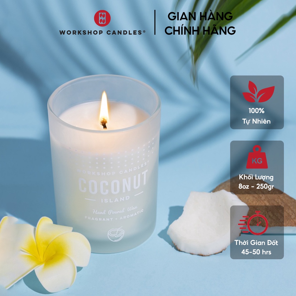Workshop Candles - Nến thơm Coconut island 8oz