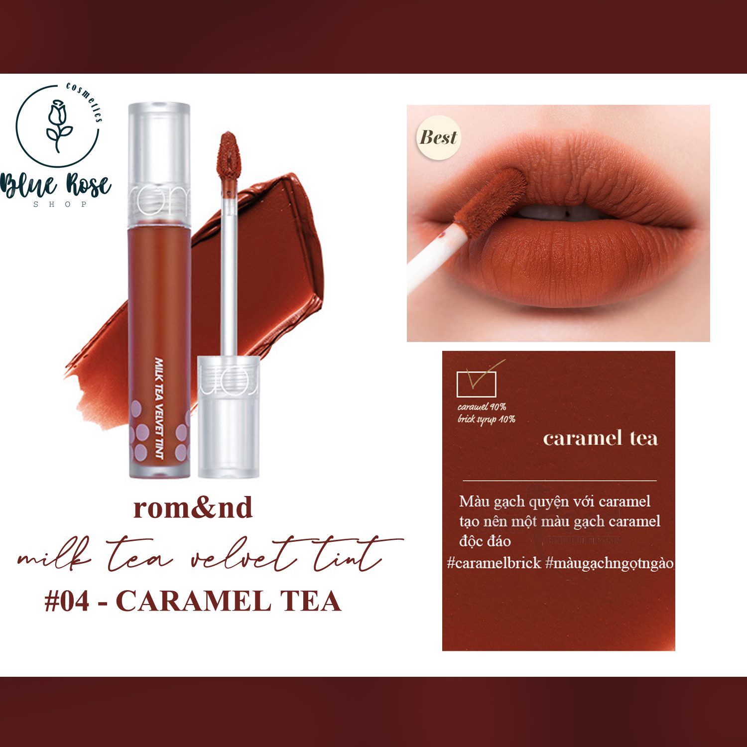 Son romand milk tea velvet tint #04 caramel tea - cam gạch