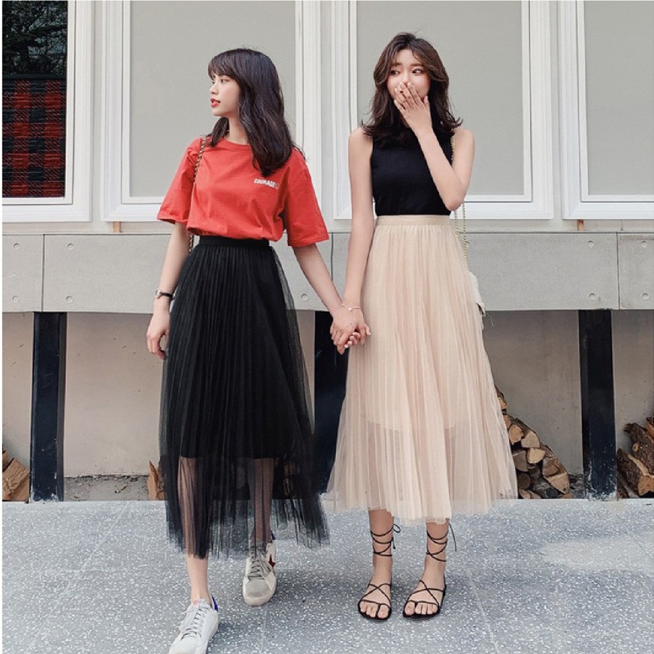 Chân Váy Ren Dài, Dáng Công Chúa Xếp Ly CV004