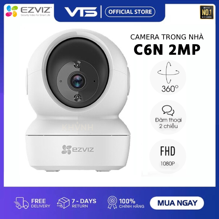 [FREESHIP] Camera Wifi EZVIZ C6N 2MP, Full HD 1080P, Xoay 360 Độ, Đàm Thoại 2 Chiều - Phát Hiện Chuyển Động, Smart IR Quan Sát Ban Đêm 10m - Camera IP không dây EZVIZ C6N 2.0MP  - CS-C6N-A0-1C2WFR Bảo Hành 2 Năm - VTS Smart