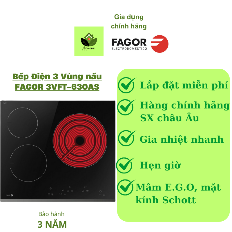 Bếp hồng ngoại 3 vùng nấu FAGOR 3VFT-630AS