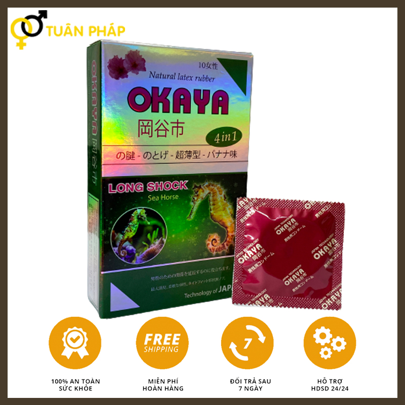 Bao cao su OKAYA Mỏng-Gân-Gai-Kéo Dài Thời Gian-hương Chuối - hàng Nhật Bản.