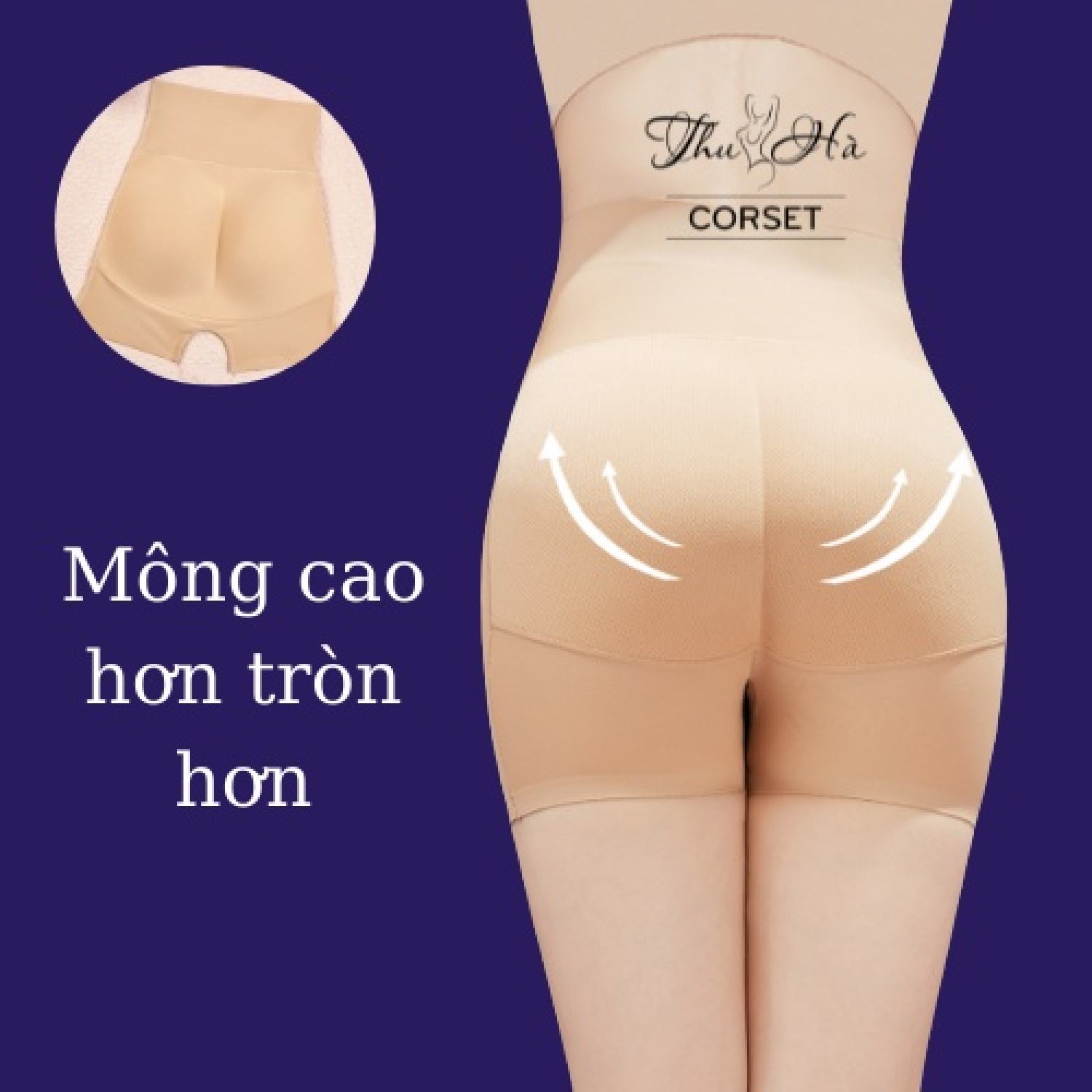 Quần độn mông đùi cao cấp, Nâng mông Hông gen bụng đúc su, mông cao tròn tự nhiên-QD001