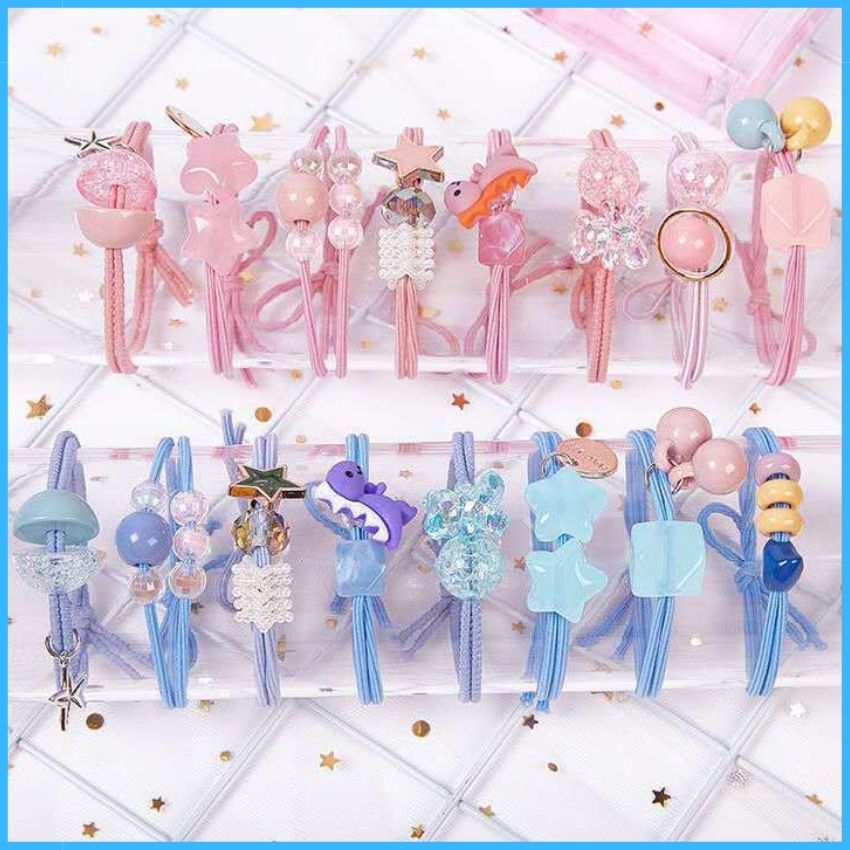 [HCM]Set 8 Dây Cột Tóc Nữ Siêu Dễ thương Thun Co Giãn Siêu Bền Nhiều Hình Dạng Cute Dùng Cho Người Lớn Và Cả Em Bé Phụ Kiện Tóc Hàn Quốc Xinh Lung Linh