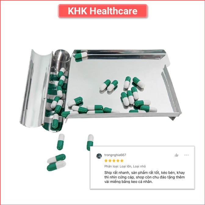 Khay đếm thuoc inox lớn/nhỏ dùng để cắt thuoc chia liều tiện dụng KHK Healthcare