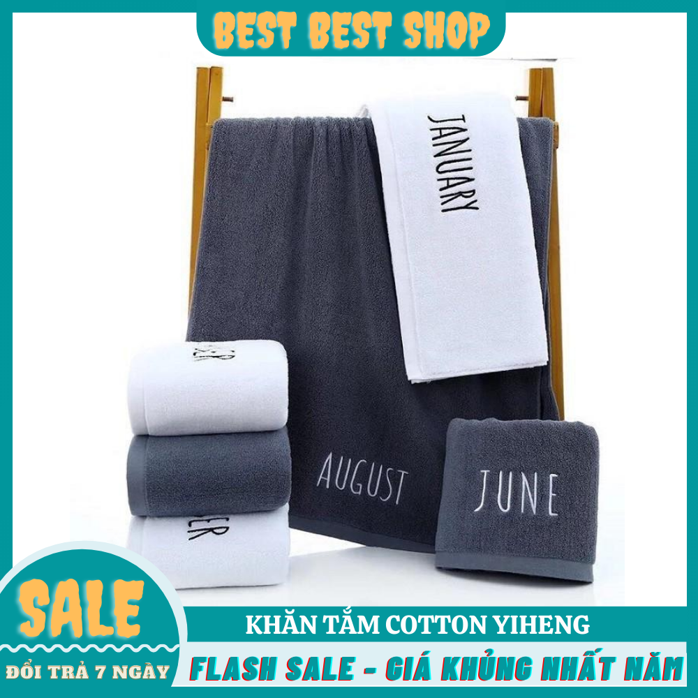 Khăn Cotton Yiheng Thêu Tên Tháng 70 x 140cm- Khăn Coton Tắm Siêu Mịn- Khăn Tắm Khổ Lớn Chất Liệu Coton,Khăn Tắm Cotton Yiheng Khổ Lớn Thêu Tên Tháng 70 x 140cm ( hàng loại 1 dày dặn)