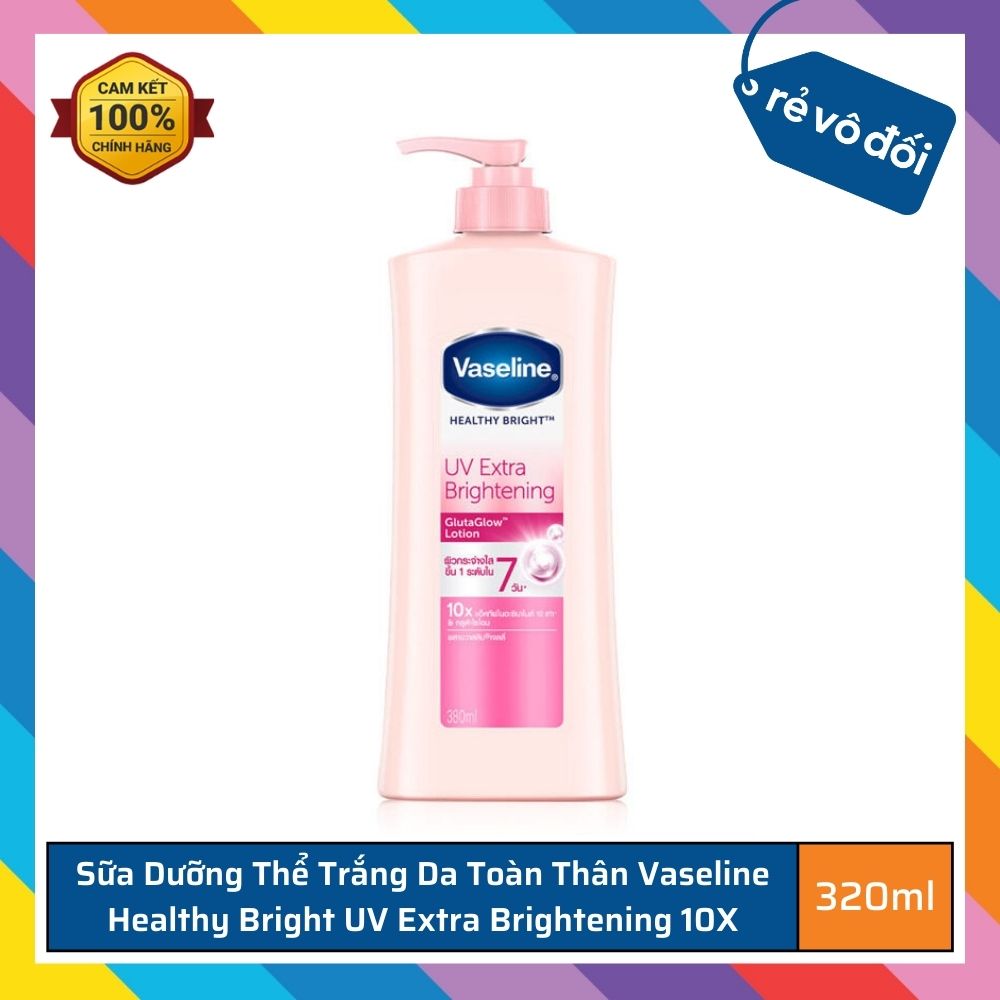 Sữa dưỡng thể trắng hồng Vaseline UV Extra Brightening 10X chai 320ml - Thái Lan