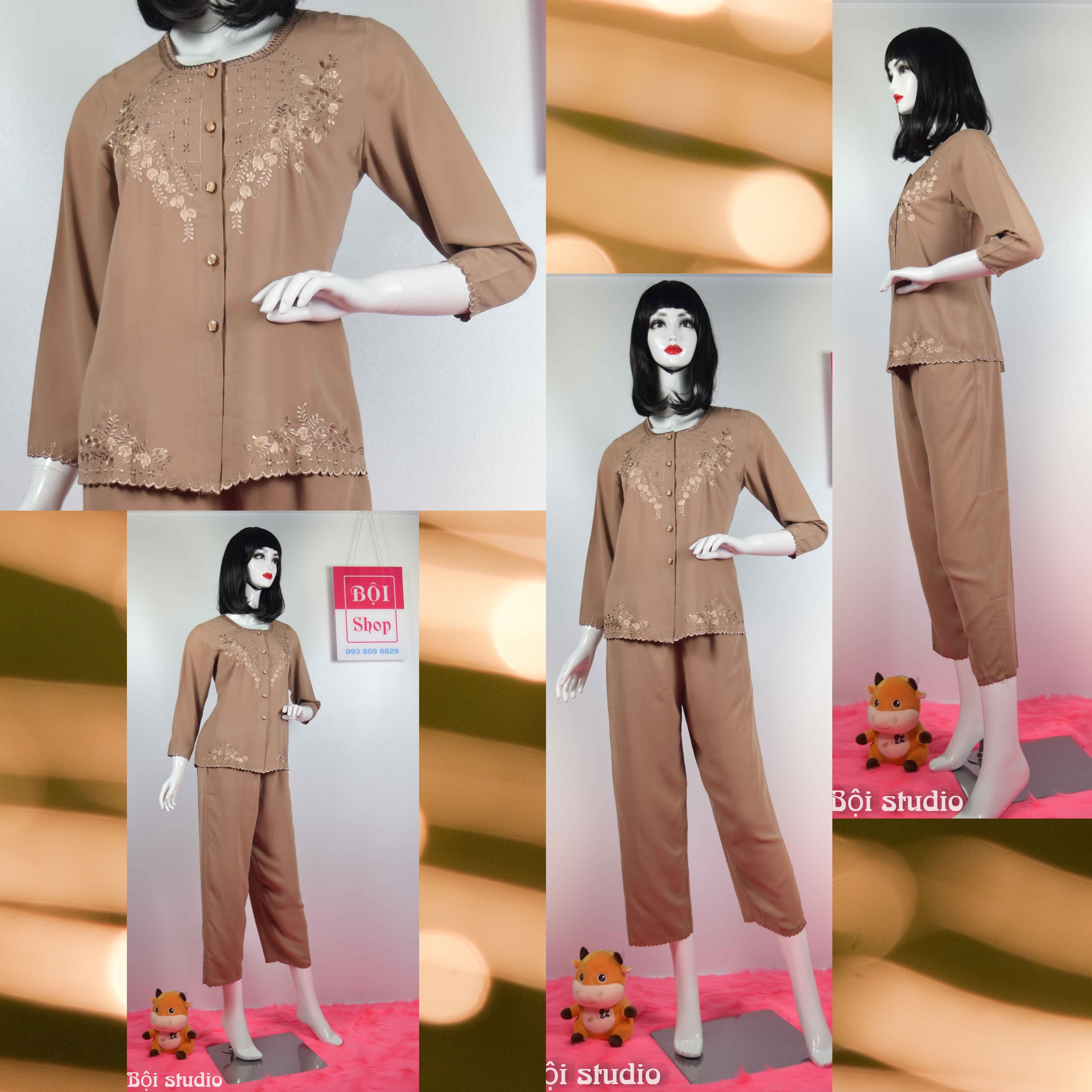 Quần áo trung niên lụa cotton thái tuấn thêu cho chị cho cô dltr-cafe57