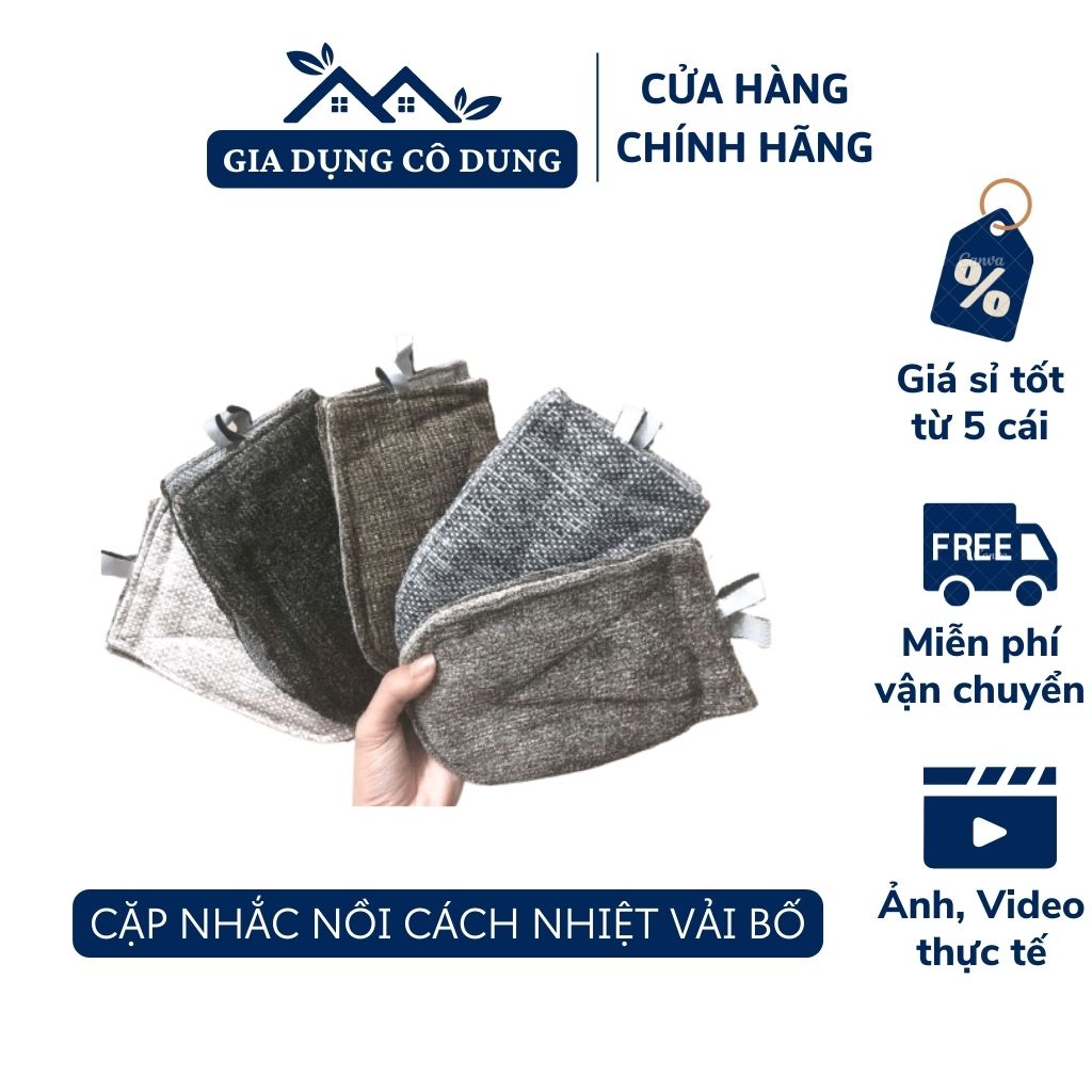 Cặp nhắc nồi cách nhiệt vải bố dày dặn_Màu ngẫu nhiên