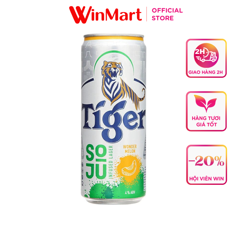 Siêu thị WinMart - Bia Tiger Soju Dưa lưới lon sleek 330ml