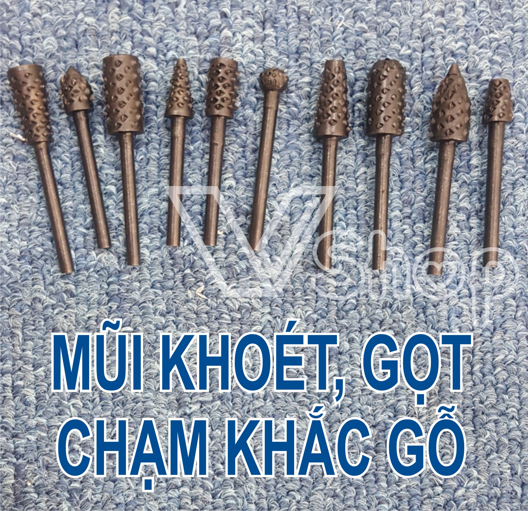 Mũi khoét gỗ mini, tạo hình, làm lũa, bonsai, chạm khắc. đuôi 3mm. Bộ 10 cái