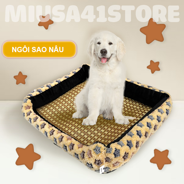 (Mẫu Mới) Đệm Chiếu hè phối lông 5 size cho chó mèo đáy chống trượt nằm thoáng mát sạch sẽ - 2