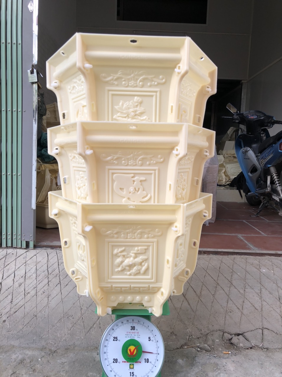 Khuôn đúc chậu cảnh lục giác 45cm Phúc Lộc Thọ nhựa ABS có lòng trong