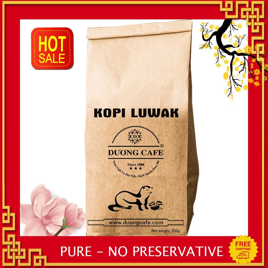 Cà phê kopi luwark cà phê chồn đặc sản rang xay nguyên chất thượng hạng - độc đáo, gói150g, duong cafe