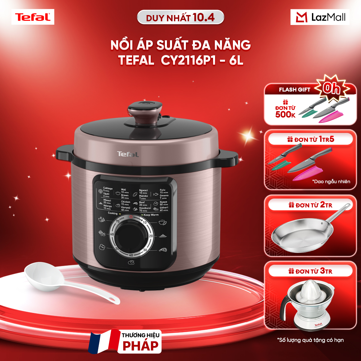 Nồi áp suất đa năng Tefal  CY2116P1- 6L