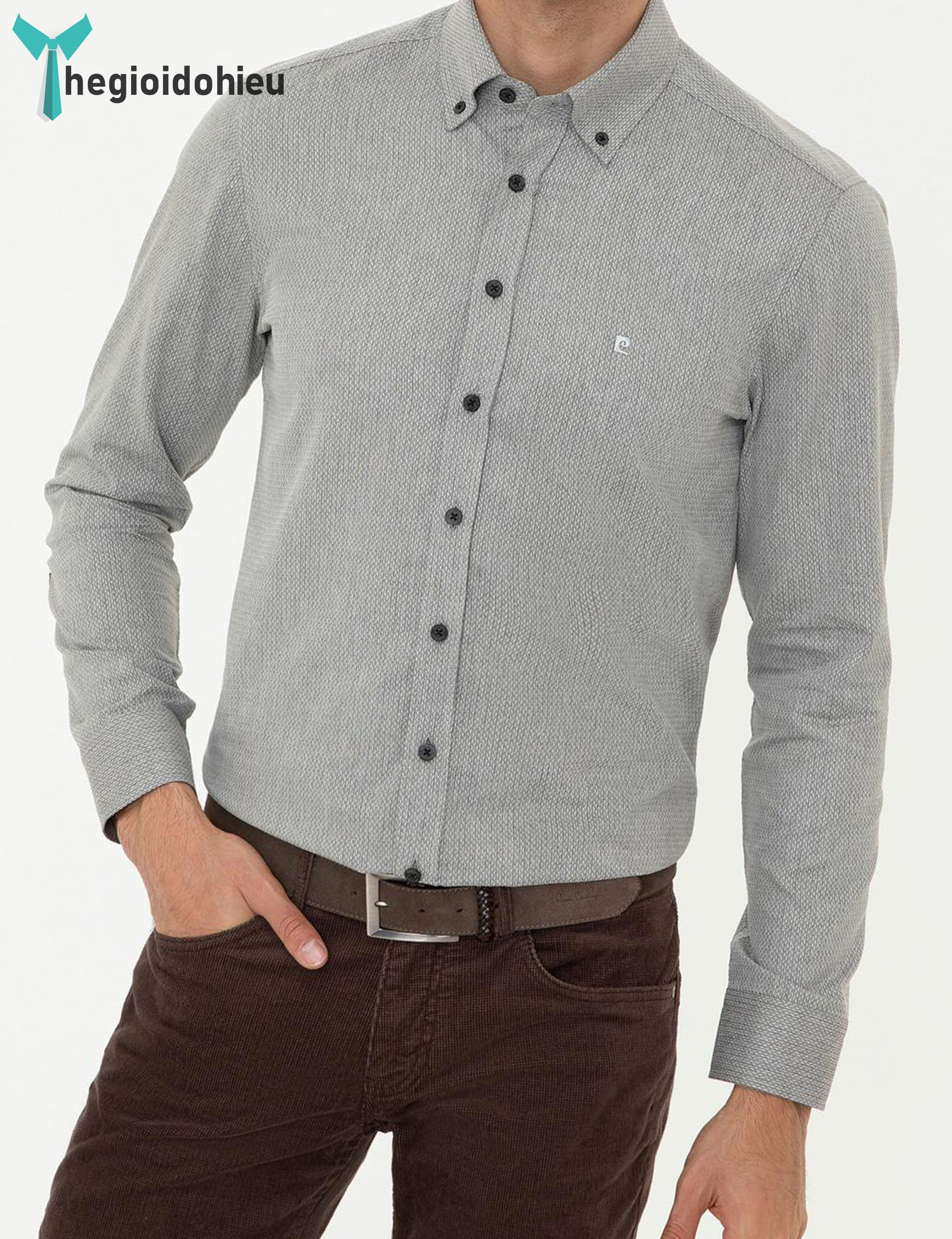 (Mẫu Mới 2024) Áo sơ mi nam dài tay Pierre Cardin PCLShirt131 (Xám trơn) - Hàng nhập khẩu - Không túi